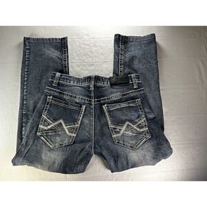 True Luck Jeans Mens 32x28 Stretch Denim Straight‎ Fit Size Thick Stitch